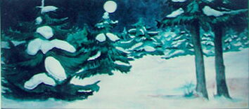 Standfassade Nadelwald, Acryl auf Leinwand, h 2 m