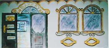 Standfassade Bakery, Acryl auf Leinwand, h 2 m