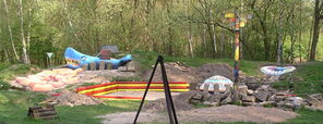 Übersicht Wasserspiel des Abenteuerspielplatzes.